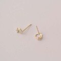 wholesale 14K Gold Plated Zirconia Inlaid Mini Leaf Japanese Style Stud Earrings-0-2
