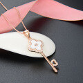 wholesale S925 Silver Korean Japanese Minimalist Key Pendant Necklace for Women, Versatile Enamel Drop Accessory, Dropshipping for Autumn Winter-0-3