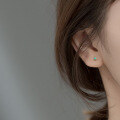 wholesale S925 silver small fresh green diamond inlaid earrings for women, Korean-style minimalist earrings for pierced ears, delicate ear accessories G7640-0-2
