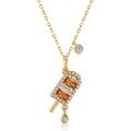 wholesale S925 Silver Summer New Orange Flavor Ice Pop Necklace for Women, Refreshing Ice Cream Nano Yellow Zircon Jewelry-0-4