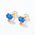 wholesale S925 gold-plated Japanese light luxury synthetic blue opal retro earrings for women cross-border wholesale-0-1