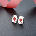 wholesale S925 Silver Oil Color Playing Card Pattern Ear Studs, Korean Style Creative Trendy Poker Earrings for Women, Source Manufacturer Wholesale-0-1