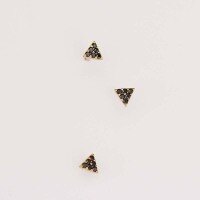 wholesale 9K Gold Wholesale Small Black Diamond Triangle Pure Zircon Inlaid Mini Triangle Ear Studs Ear Cartilage Piercing-9K per price