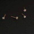 wholesale 14K solid gold zirconia mini star stud earrings, Korean and Japanese style, elegant and cute for women-0-4