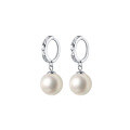 wholesale S925 Sterling Silver Nalan Simple Carved White Synthetic Pearl Short French Earring Jewelry E5522-0-4