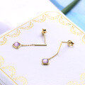 wholesale 9K Gold Japanese-style Light Jewelry New Design Colorful Princess-Cut Amethyst Tassel Earrings for Women, High-End Elegance Ear Drops-0-1