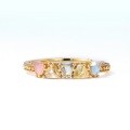 wholesale 9K Gold Plated S925 Silver Rainbow Color Synthetic Pink Crystal Ring for Women, Japanese Light Luxury Gemstone Ring, Ins Cross-Border Wholesale-0-2