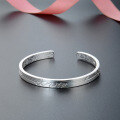 wholesale 999 Sterling Silver LOVE Letter Engraved Wide Noodle Cuff Bracelet Fashion Minimalist Young Women's Adjustable Opening Bangle-0-1