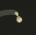 wholesale 9K gold summer night breeze-style earrings with freshwater round pearls and zircon studs-0-2
