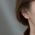 wholesale S925 silver small fresh green diamond inlaid earrings for women, Korean-style minimalist earrings for pierced ears, delicate ear accessories G7640-0-3
