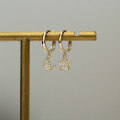 wholesale 9K Solid Gold Full Diamond Star and Moon Hoop Earrings with Micro-Set Zirconia Five-Pointed Star and Small Moon-0-1