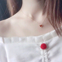wholesale 925 Sterling Silver Exquisite Small Red Heart Necklace, Korean-Japanese Style Red Agate Heart-shaped Collarbone Chain, Full of Love, Fashionable and Romantic-Small Red Heart Necklace (Red Agate - Copper Plated with Gold)