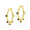 wholesale S925 Sterling Silver Gold-Plated Exaggerated Geometric Ear Hoops with Black Zircon, Women's Cross-Border Wholesale Earrings-0-4