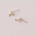 wholesale 9K Gold Imported Exquisite Hollow Princess Crown Mini Ear Studs with Zircon, Korean New Product-0-3