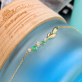 wholesale 9K Gold Japanese Korean Style Small Fresh Forest Series Light Luxury Emerald Leaf Bracelet for Women, Exquisite and Versatile Wholesale Hand Accessories-0-3