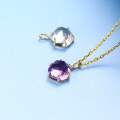 wholesale 9K Gold Natural Gemstone Pendant Necklace for Women, Simple Rose Cut Energy Crystal Necklace, Non-Fading Collarbone Chain Accessory-0-2