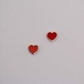 wholesale 14K Gold Ceramic Red Heart Gold-Trimmed Heart Earrings Cute Retro Korean Style-0-0