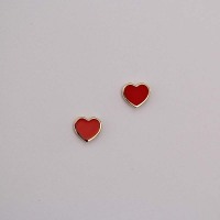 wholesale 14K Gold Ceramic Red Heart Gold-Trimmed Heart Earrings Cute Retro Korean Style-14K per price