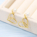 wholesale 9K Gold Lovely Sweet Heart Natural Pearl Ear Cuff Combination Earrings Goddess Ins Internet Famous Popular Heart Shape-0-3