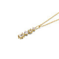 wholesale 9K gold Japanese minimalist luxury fashion necklace, geometric white topaz elegant and delicate niche-0-4