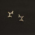 wholesale 9K Gold Stylish Shiny Line Five-Point Star Stud Earrings-0-2
