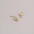 wholesale 9K Gold Imported Exquisite Hollow Princess Crown Mini Ear Studs with Zircon, Korean New Product-0-2