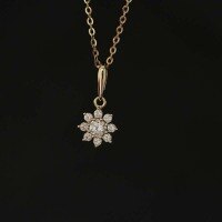 wholesale 9K Gold Exquisite and Ornate Floral-style Japanese Korean Sweet Small Flower Pendant-Not including necklace 9K a pendant price