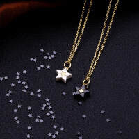 wholesale 10K/14K/18K Gold New Christmas Limited Collarbone Necklace, Minimalist Star Pendant for Women-Black 9K