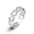 wholesale S925 Sterling Silver Korean Style Fashion Heart Ring for Women, Open Adjustable-0-4
