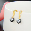 wholesale S925 silver pearl-encrusted gold-plated elegant and graceful fairy-like fashionable high-end women's earrings cross-border bestseller wholesale-0-3
