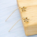 wholesale 14K Gold Japanese-Inspired Light Luxury Jewelry Minimalist Single Flower Diamond Earrings Ins Stylish Floral Stem Ear Thread Women-0-1