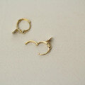 wholesale [9K AU375] Gold Small Zircon Stud Earrings with Small Round Gold Pieces, Exquisite and Elegant Hoop Style-0-4