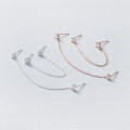 wholesale Sterling Silver S925 Korean Style Elegant Double Piercing Diamond Earrings for Women Sweet Chain Girl Ear Accessories G7100-0-4