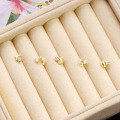 wholesale 9K Gold Moissanite Ear Studs Women New Letter Elegant Earrings Japanese Style Light Jewelry Personality Trendy Earrings-0-1