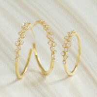 wholesale 9K Gold Ahka* Autumn/Winter Eternal Series New Shining Dewdrop Zircon Ring for Women-9K Gold Small Dewdrop Zircon Ring Size 17