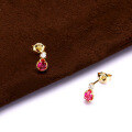 wholesale 9K Gold Summer New Earrings, Small and Simple Ruby Drop Earrings, Stylish and Popular Accessories Wholesale-0-3