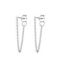 wholesale S925 Sterling Silver Minimalist Chain Back Ear Thread, An Ins-style Creative And Fashionable Earring-Platinum