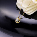 wholesale 9K Gold Moon Diamond Necklace Women's Ins Minimalist Light Luxury Pendant Chain Wholesale-0-2