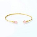 wholesale S925 Sterling Silver Gold-Plated Wide Geometric Multicolor Gemstone Open Bangle Bracelet for Women, Minimalist Style, Handcrafted-0-7