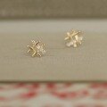 wholesale 9K Gold Zirconia #-Symbol Earrings in Light Gold Tone, Japanese Minimalist Style Mini Earrings Jewelry-0-1