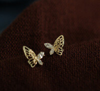 wholesale 9K Gold New Butterfly Earrings for Women, Minimalist Small Stud Earrings, Korean Style Elegant and Unique Internet Celebrity Jewelry-9K per price