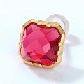 wholesale S925 Silver Plated 9K Gold New Red Corundum Princess-Cut Geometric Rhombus Stud Earrings for Women Wholesale-0-3