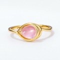 wholesale [9K Gold Plated S925 Silver] Japanese Korean Style New Natural Pink Crystal Classic Teardrop Ring Women's Geometric Ring Wholesale-0-1