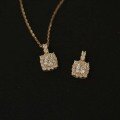 wholesale 9K Gold Wholesale Full-Zirconia Mini Square Pendant with Luxurious Micro-Set Necklace-0-1