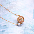 wholesale 9K Rose Gold Korean New Style Hollow Out Lucky Pearl Pendant Necklace Vintage Versatile Wholesale For Girlfriend-0-3