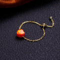 wholesale 9K gold jewelry minimalist small red heart synthetic red opal chain ring for women, fiery heart-shaped versatile hand accessory-0-2