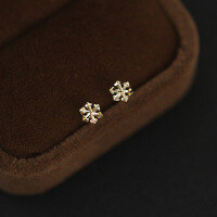 wholesale 14K Gold Christmas Set Fine and Small Student Fashion Elegant Korean and Japanese Style Earrings-Snow 14K