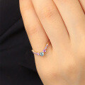 wholesale 9K gold spring new ring fashion multi-color gemstone amethyst V-shaped ring for women simple and fresh-0-3
