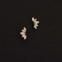 wholesale 9K Gold Zircon-Inlaid Small Petal Ear Studs, Exquisite and Fashionable for Women with Korean Style-9K per price