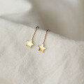 wholesale 9K Gold Korean-style Plain Shiny Mini Star Stud Earrings, Simple Daily Korean Earrings-0-1